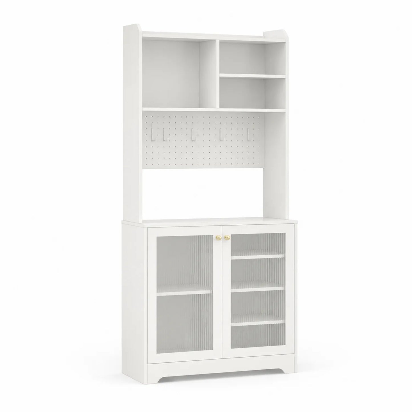 Buffetschrank aus Holz mit geriffeltem Glas und Regal, 180x80x40 cm