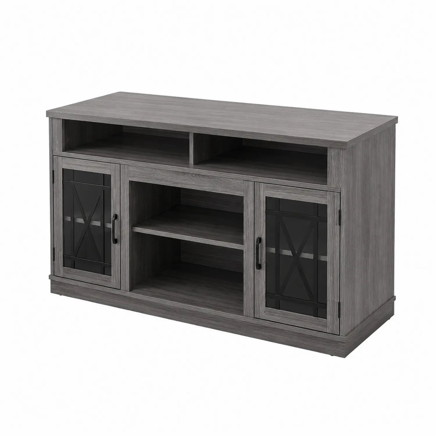 TV-Schrank MDF Grau mit gehärteten Glastüren 120x40x75 cm