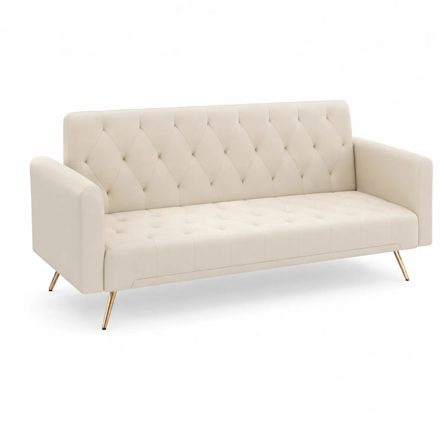 3-Sitzer Sofa Creme aus Textil mit Metallbeinen
