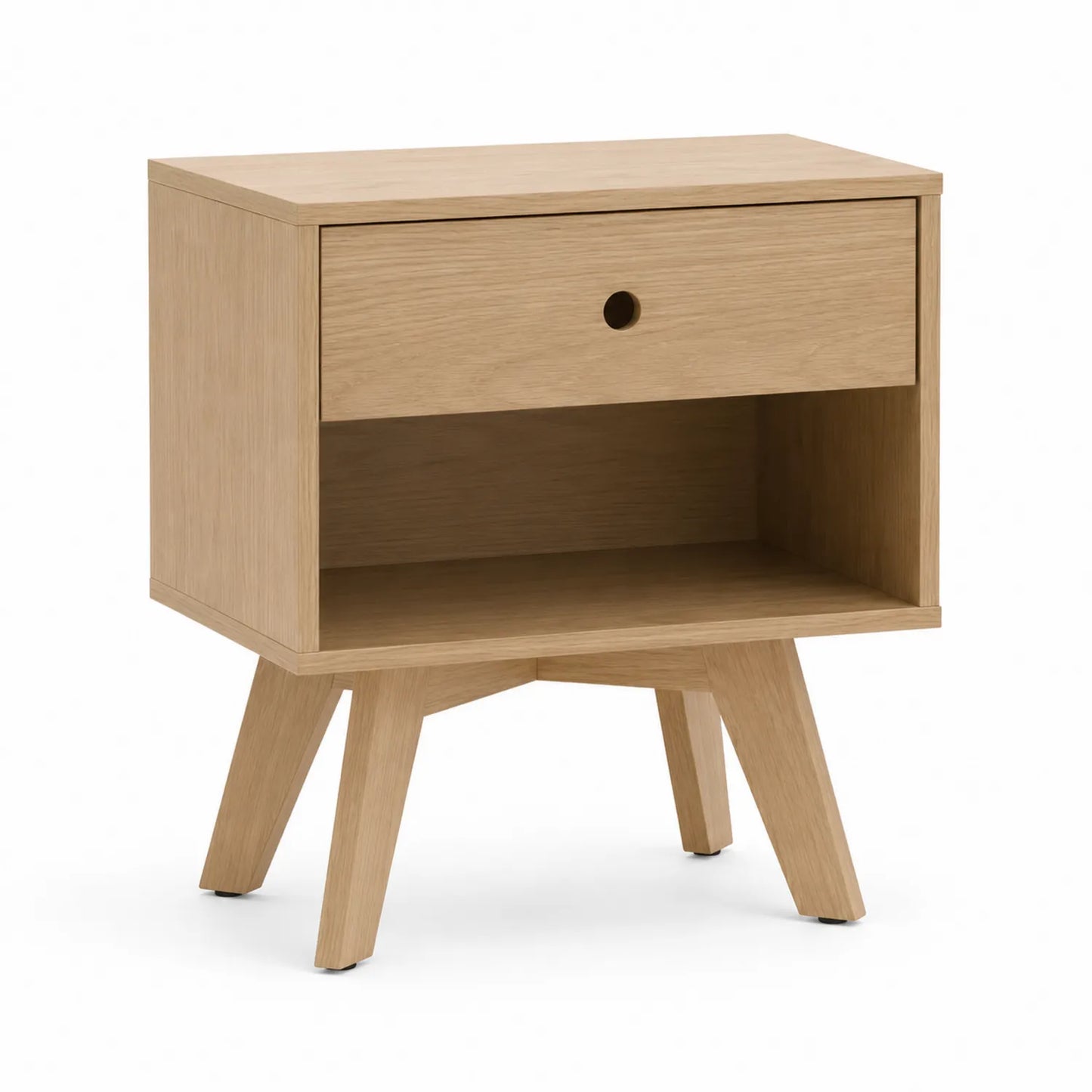 Holz Nachttisch mit 1 Schublade und offenem Fach
