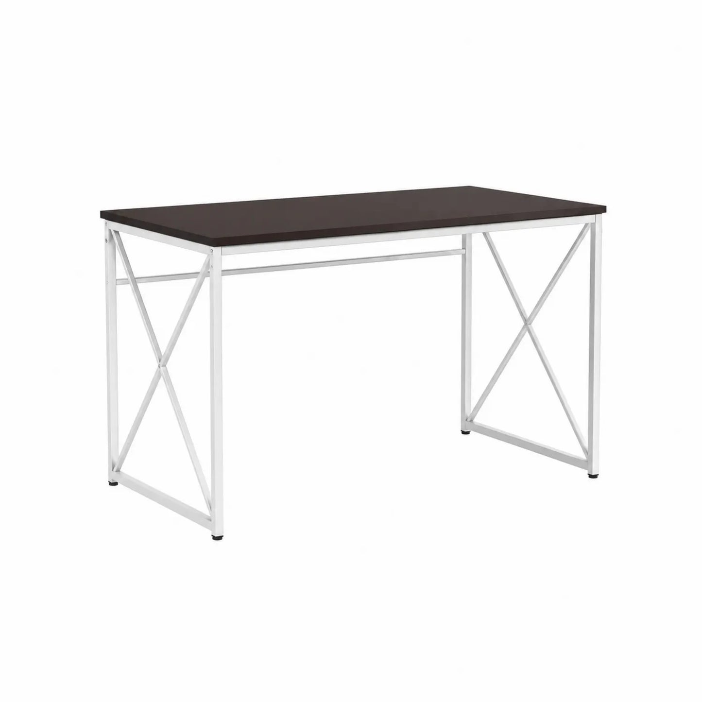 Dunkelbrauner Schreibtisch mit Metallrahmen 120x60x75 cm
