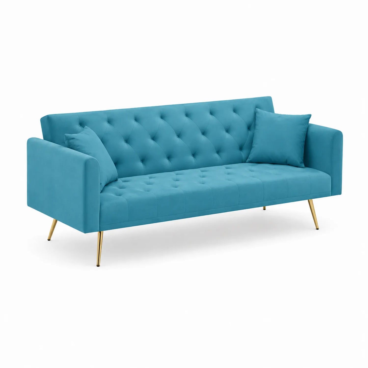 3-Sitzer Sofa Samt Türkis mit Metallbeinen