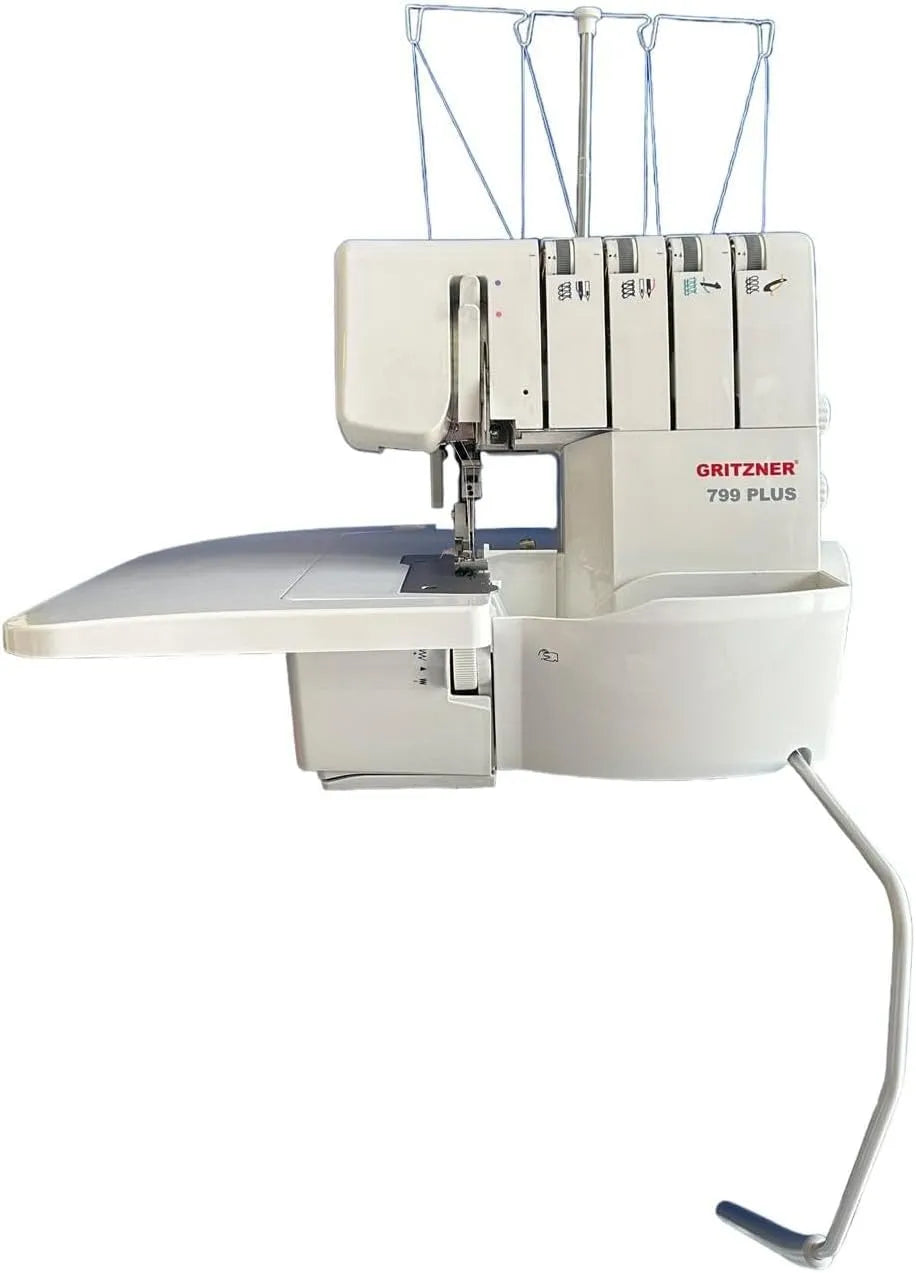 PLUS 2 2-/3-/4-Faden Overlock-Nähmaschine, Anschiebetisch, Abfallbehälter, elektrische Nähmaschine, 9 mm, GRITZNER