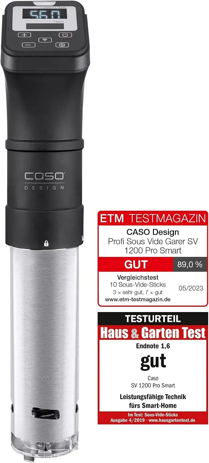 Caso SV 1200 Garer, Sous-vide-Kochgerät, 30 L, App, 2 Temperaturzonen, Wärmefunktion