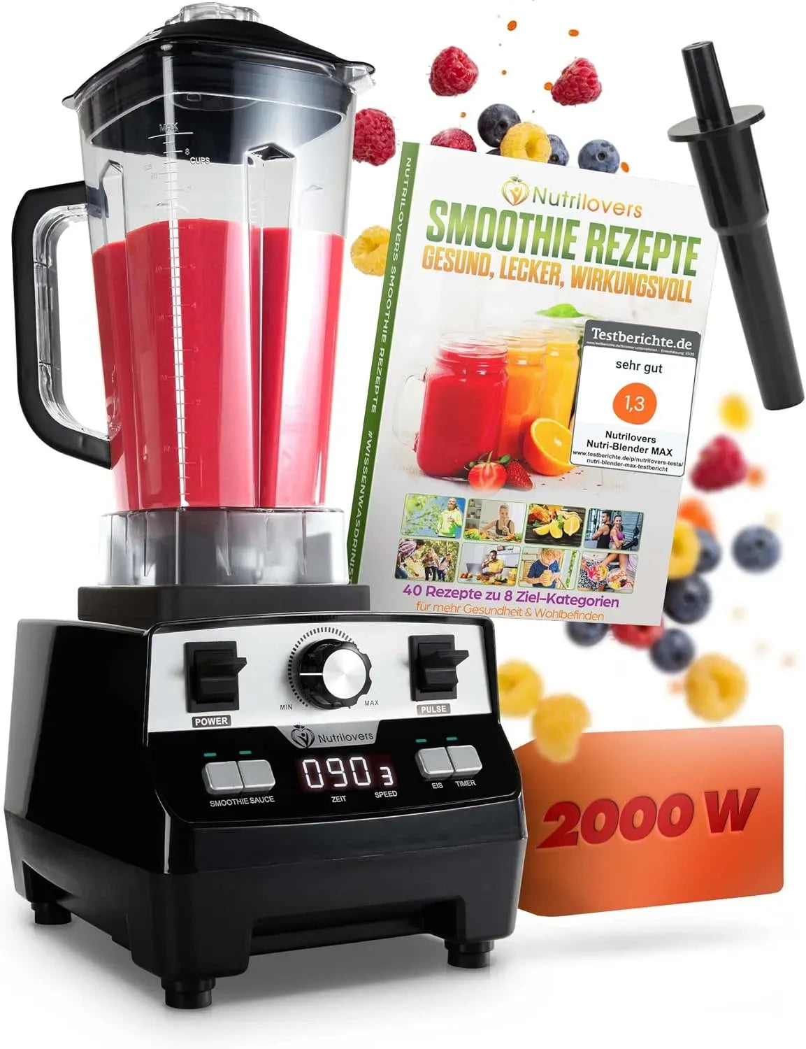 Standmixer, 2 L, 2000 W, Timer, Digital-Timer Inkl, 9 Stufen, 2L Tritan, BPA-FREI