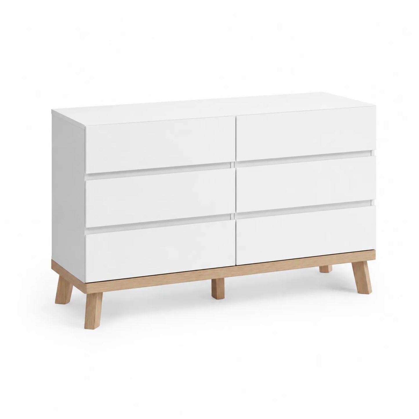 Kommode Weiß Holz 120x40x70 cm 6 Schubladen