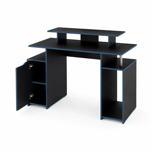 Schreibtisch Schwarz MDF mit Regal und Schrank