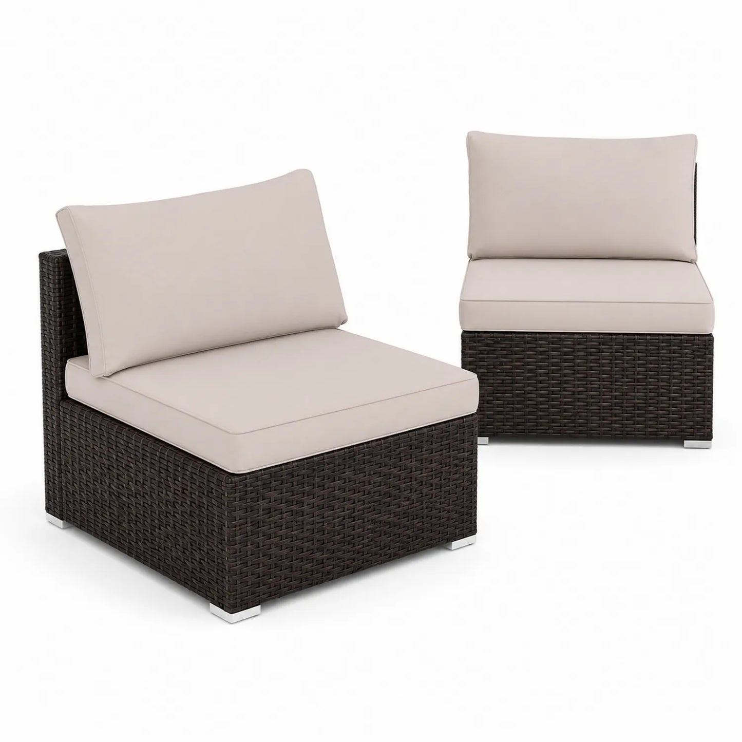 2-teiliges Terrassen-Sofa Set aus Rattan Braun Cremeweiß