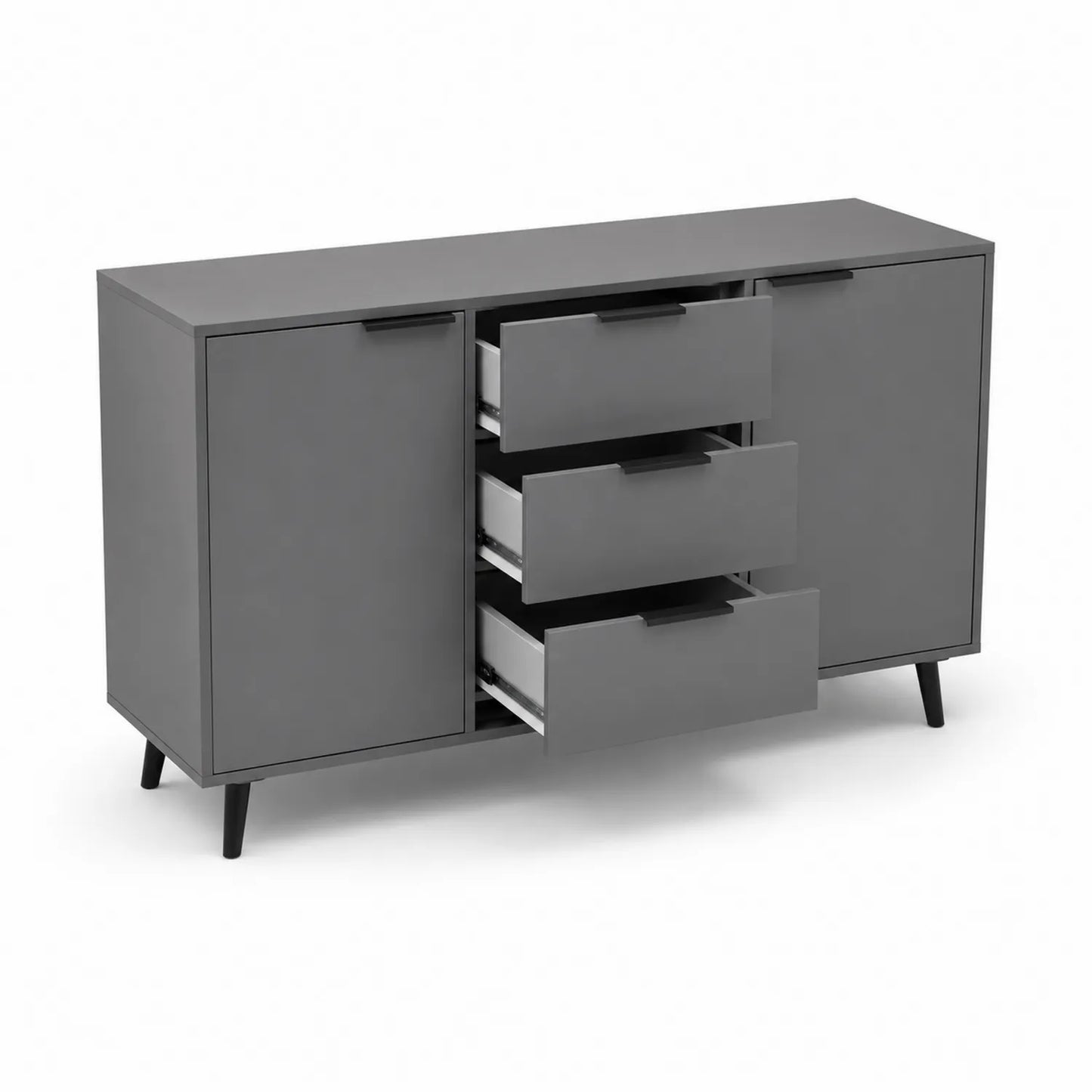 Sideboard mit Schubladen Grau MDF und Metall 150x40x85 cm