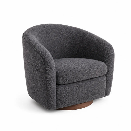 Drehbarer Sessel Bouclé Stoff Grau