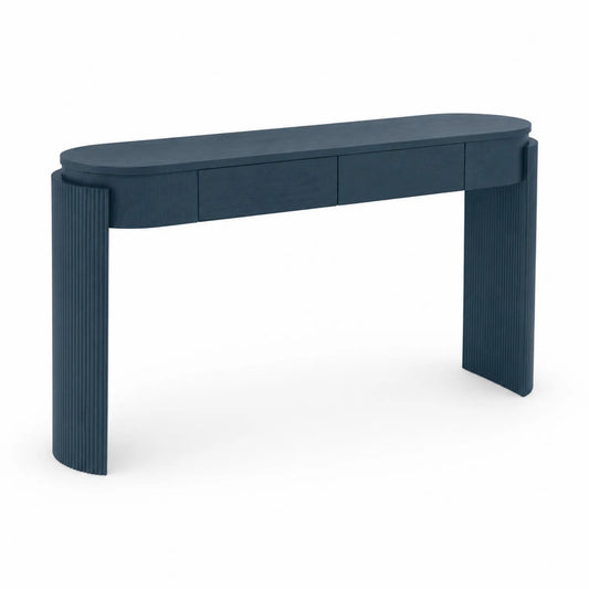 Konsolentisch Holz Oval Dunkelblau 120x30x75 cm