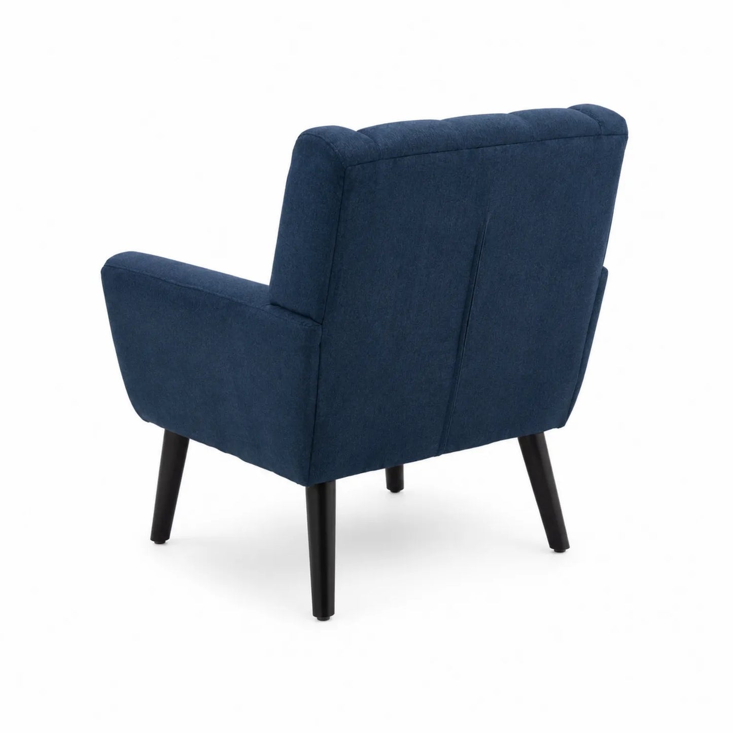 Blauer Stoff-Sessel mit Holzbeinen