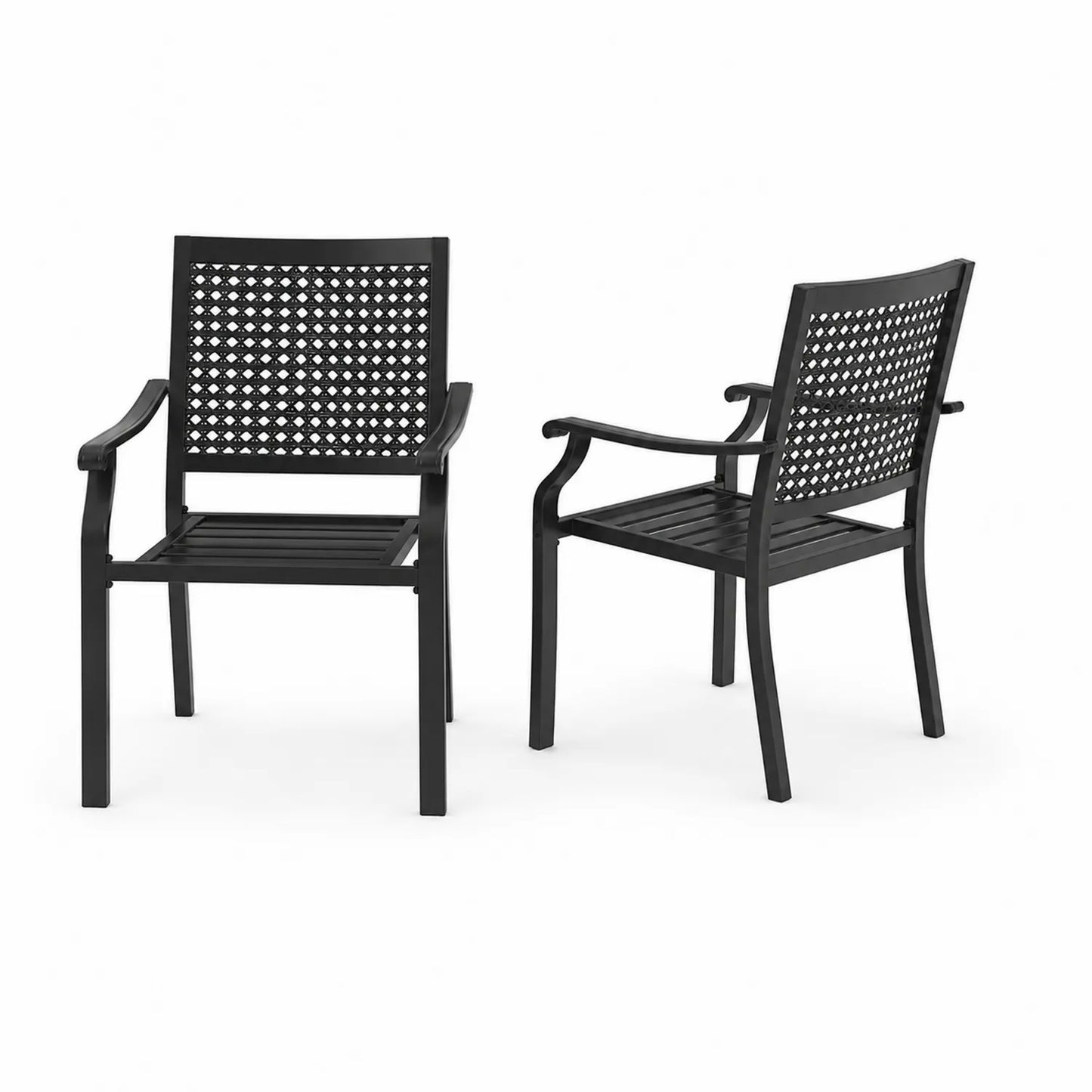 2er Set Aluminium Outdoor-Stühle Schwarz