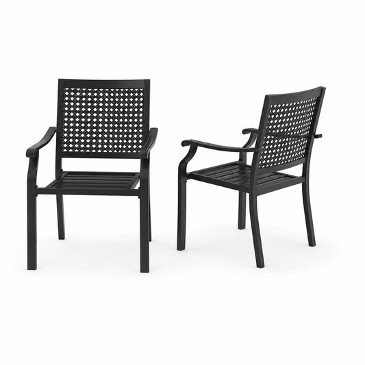 2er Set Aluminium Outdoor-Stühle Schwarz