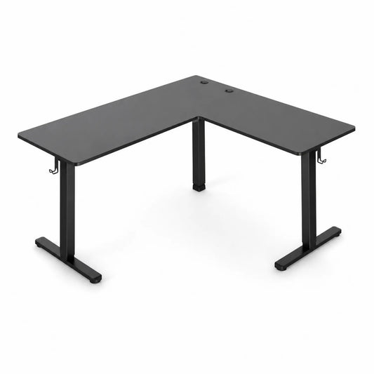 L-förmiger Schreibtisch Schwarz 160x140x75cm MDF Metallrahmen