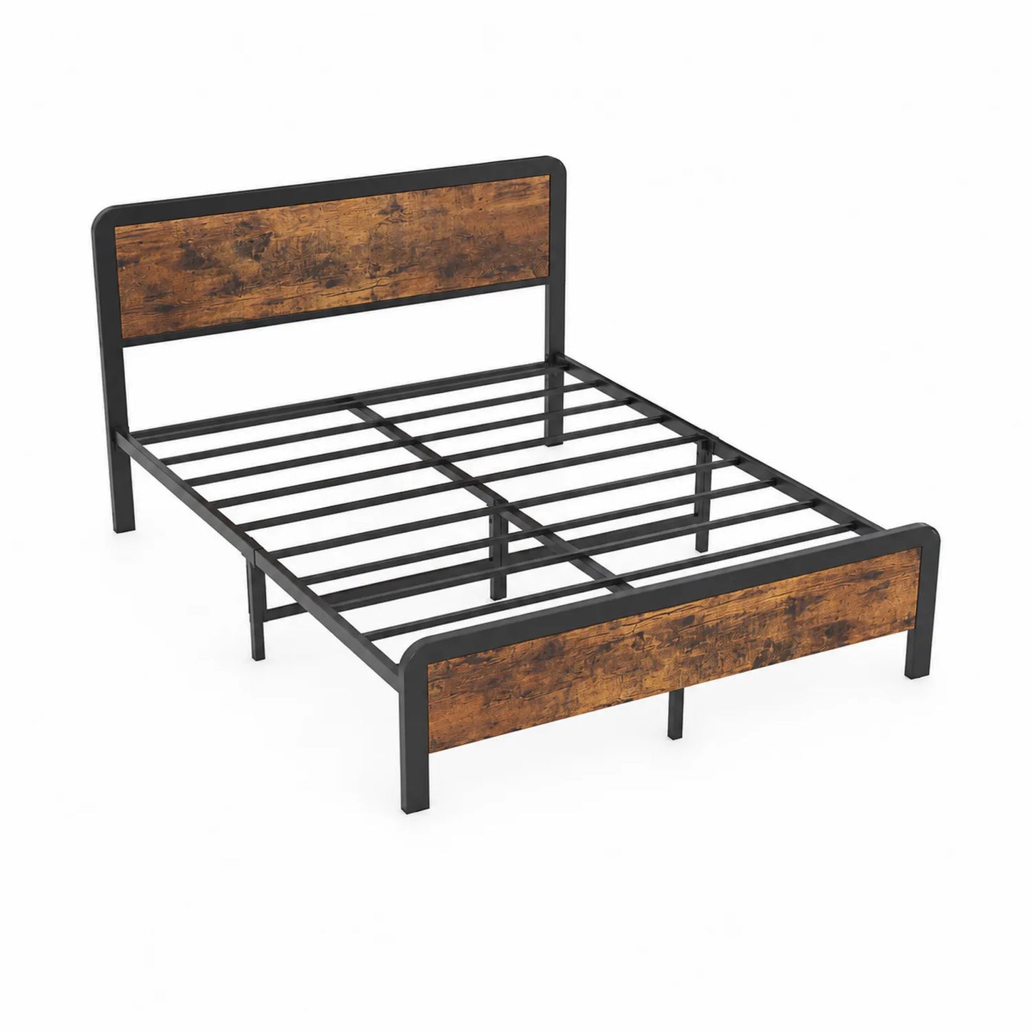 Metallbett mit Holzoptik, Doppelbett 200x160cm