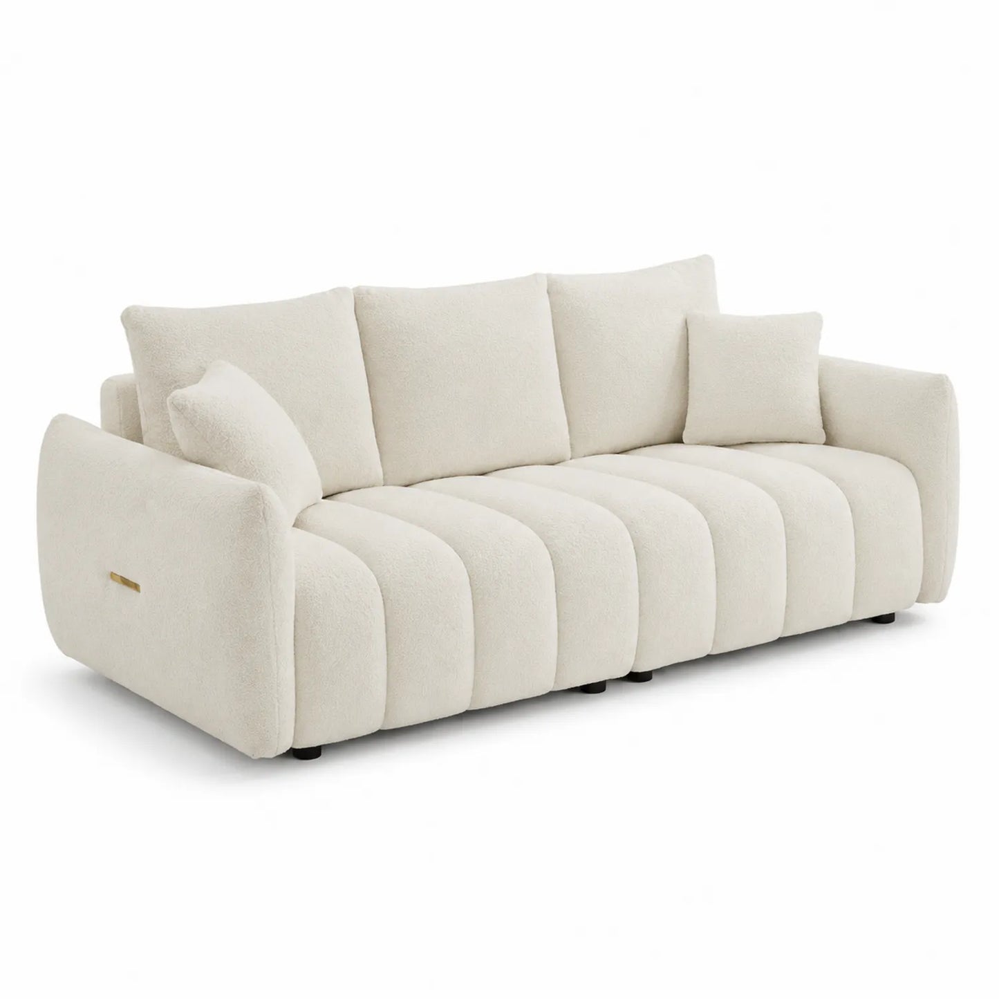 Dreisitzer Sofa Cremeweiß Bouclé-Stoff 220 cm
