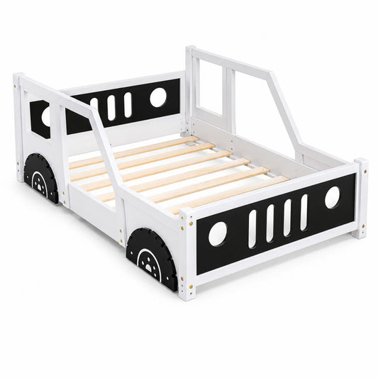 Kinderbett Autoform Weiß/Schwarz Holz 150x70 cm