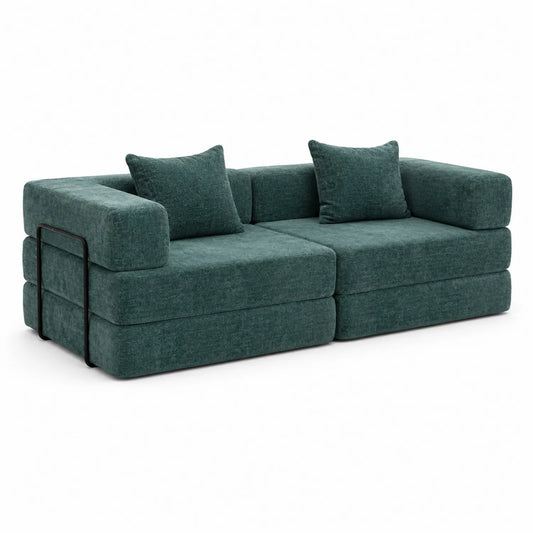 Modulares 2-Sitzer-Sofa Stoff Grün 190cm