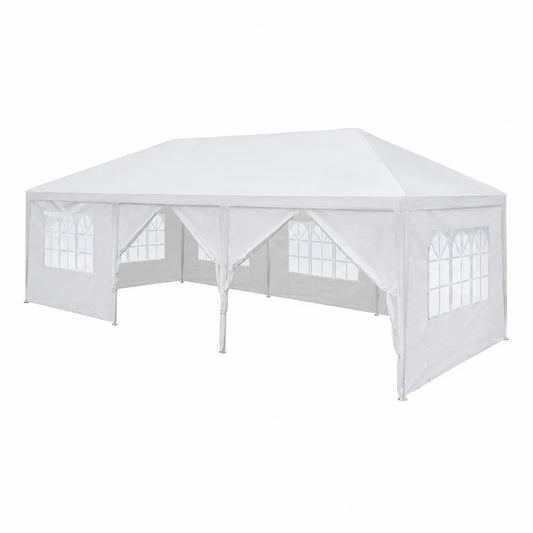 Pavillon Zelt Weiß 600x300 cm Polyethylen Stahl