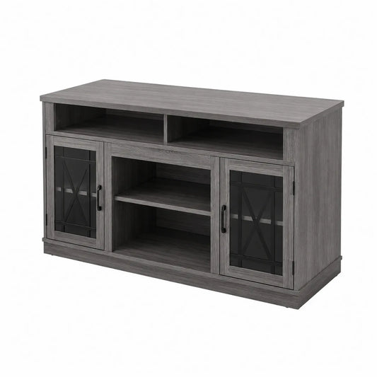 TV-Schrank MDF Grau mit gehärteten Glastüren 120x40x75 cm