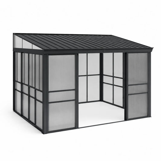 Aluminium Gartenpavillon Schwarz 360x300x260cm mit Polycarbonat