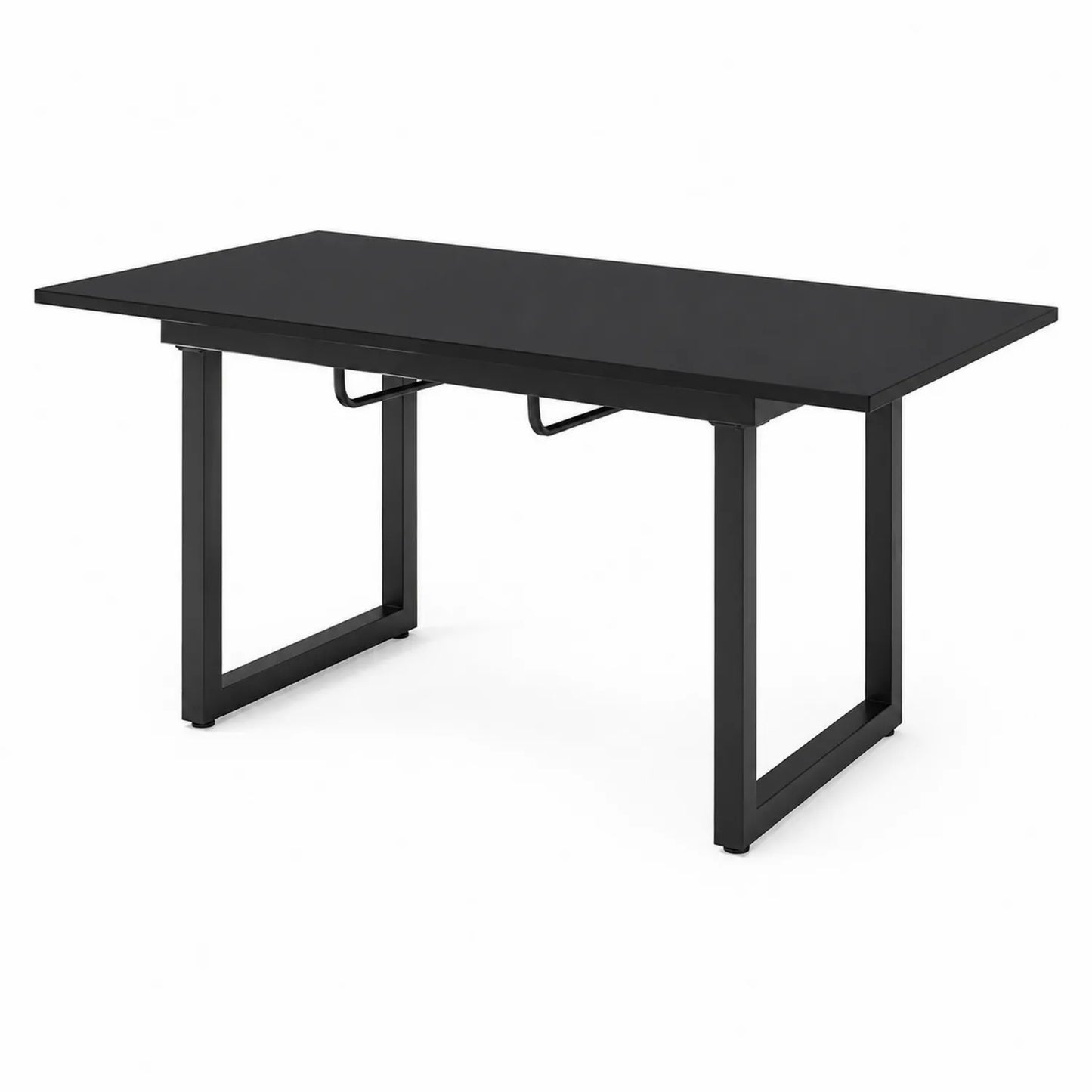 Rechteckiger Esstisch aus Metall und MDF, Schwarz, 180 cm x 90 cm