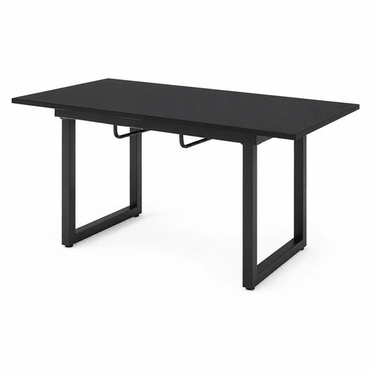 Rechteckiger Esstisch aus Metall und MDF, Schwarz, 180 cm x 90 cm