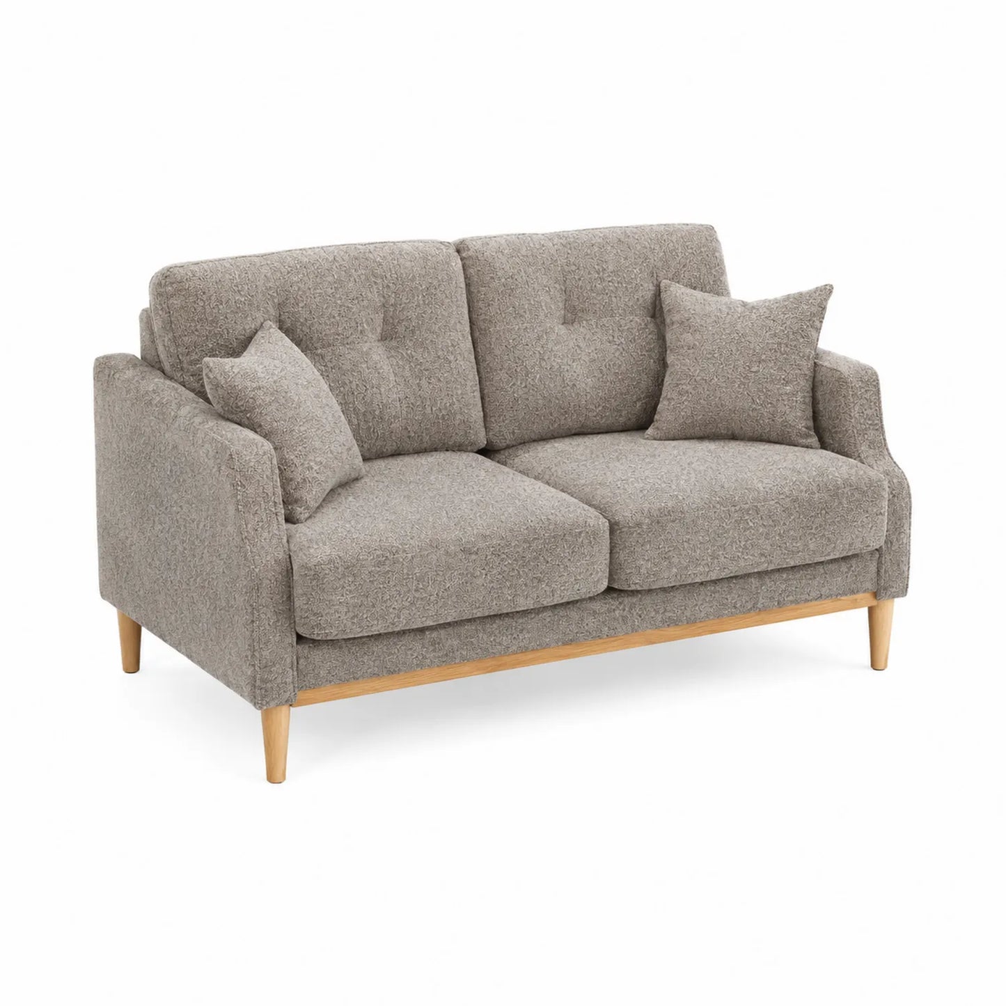 2-Sitzer Sofa Textil Beige Holzbeine