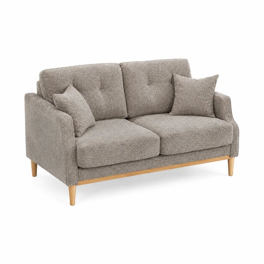 2-Sitzer Sofa Textil Beige Holzbeine