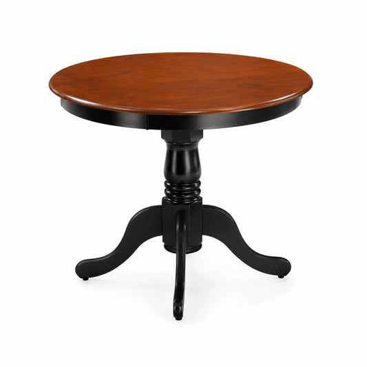 Runder Holztisch mit schwarzem Gestell 76x90 cm