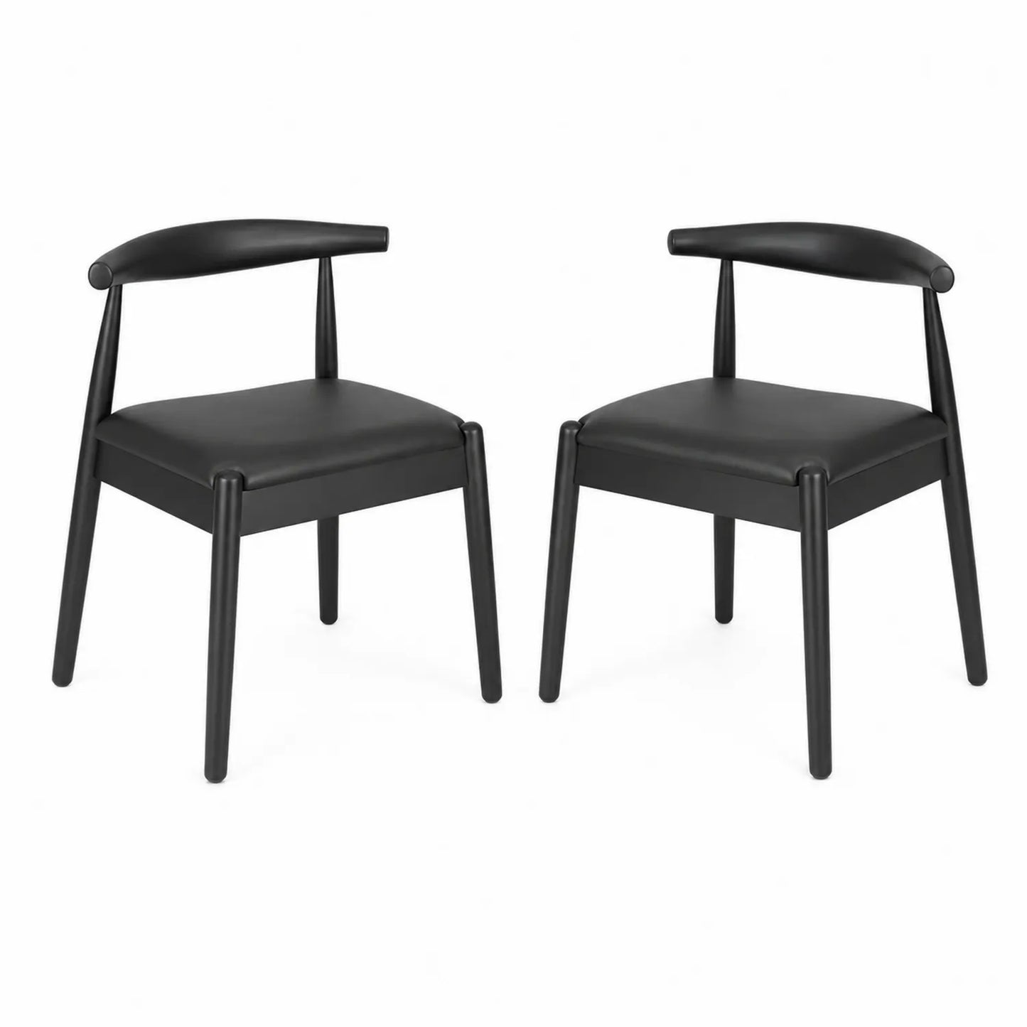 Esszimmerstühle 2er-Set aus Holz und Kunstleder, Schwarz, 75 cm hoch