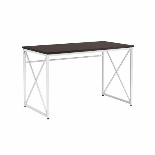 Dunkelbrauner Schreibtisch mit Metallrahmen 120x60x75 cm