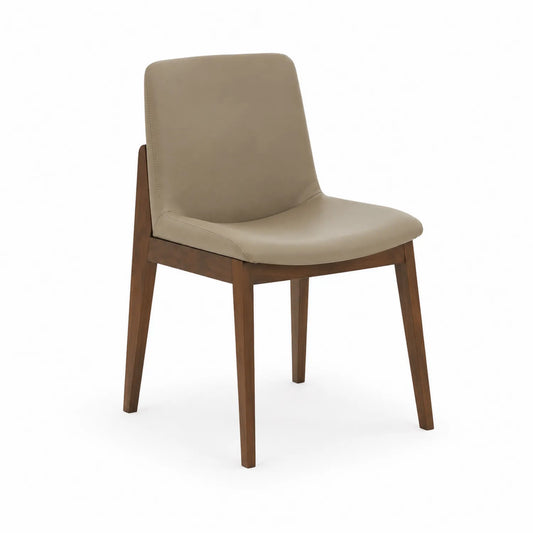 Stuhl Braun PU Leder Massivholzrahmen