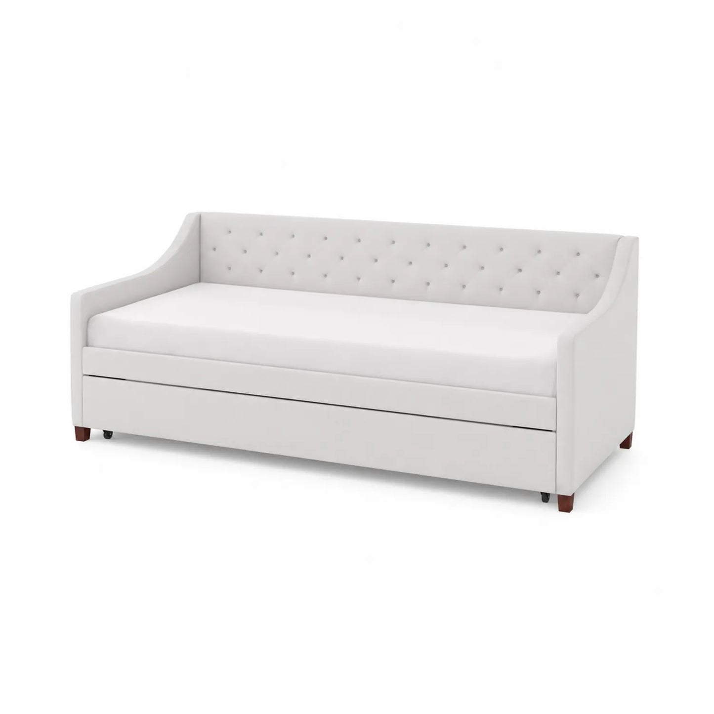 Tagesbett mit Ausziehbett Holzstoff Weiß 203x96x88cm