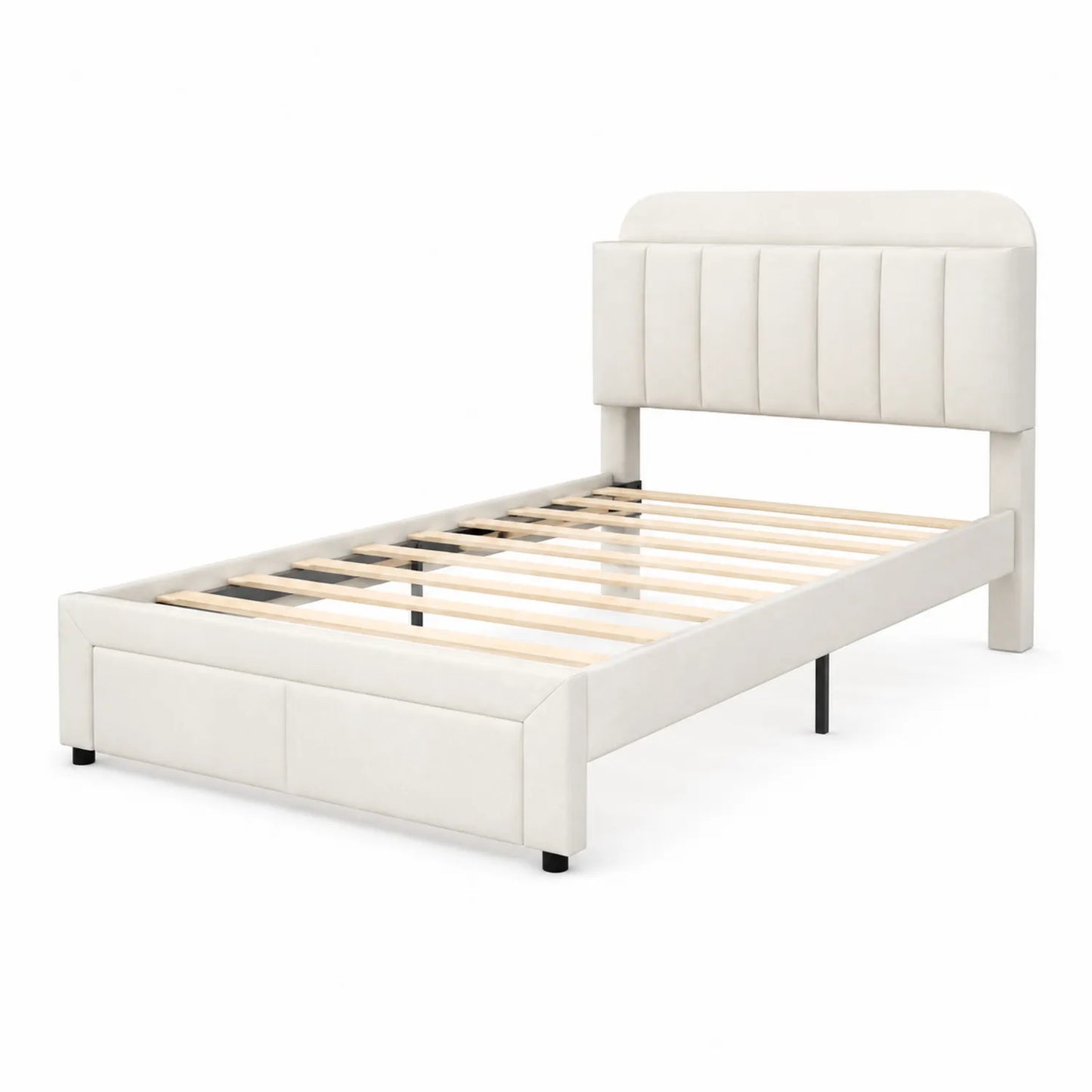 Polsterbett 90x200 cm Weiß Kunstleder mit Holzrahmen