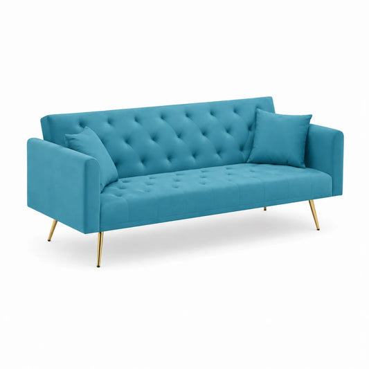 3-Sitzer Sofa Samt Türkis mit Metallbeinen