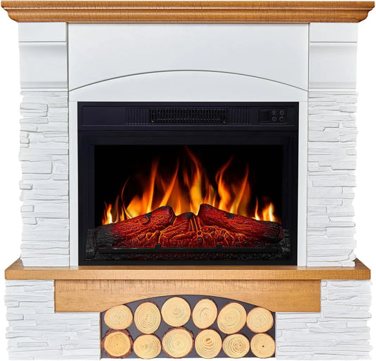 AF23S Kamin, freistehend, Wärmefunktion, Weiß, Glas