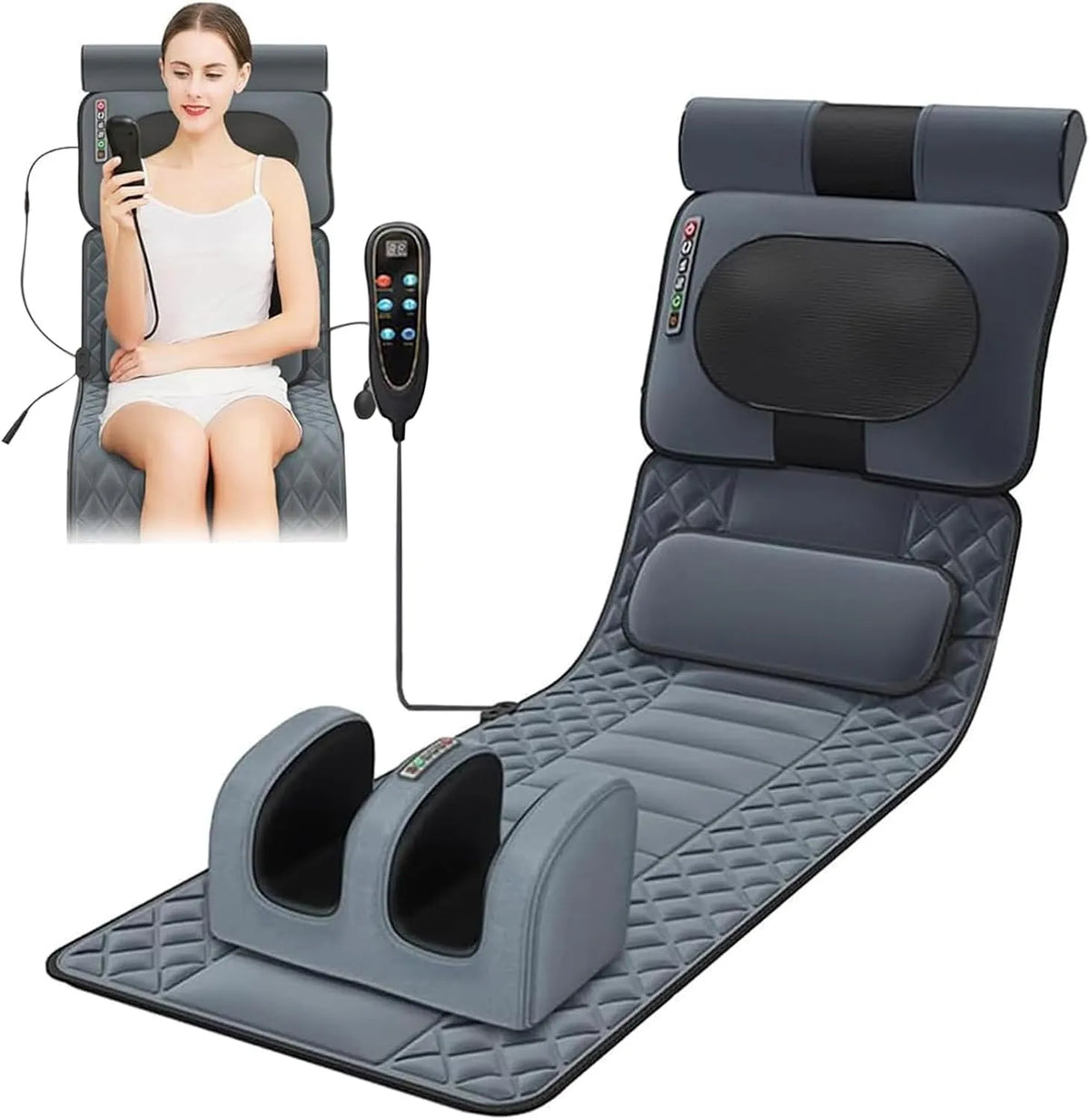 GanzköRper-Massage-Kissen, RüCken-MassagegeräT, Massagematte, Wärmefunktion, für Schmerzlinderung Kopf