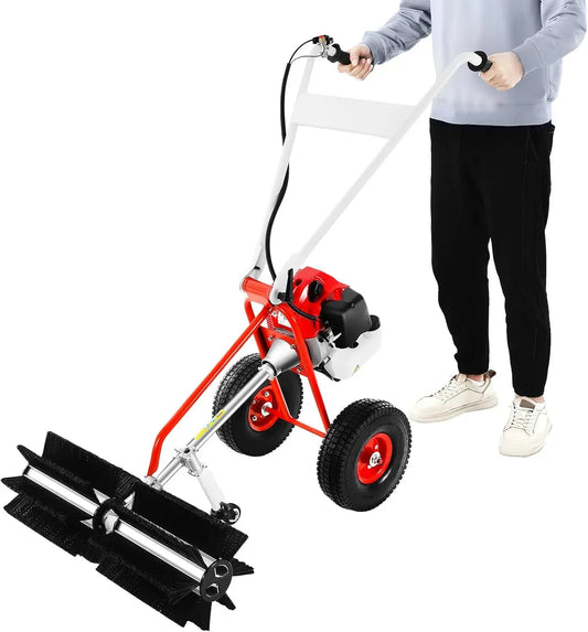 43CC 2-Takt Handschubkehr Maschine, Kehrmaschine, Bodenkehrmaschine, 60cm, 60 cm, für die Reinigung Von Rasen, Benzin, 1.7 PS