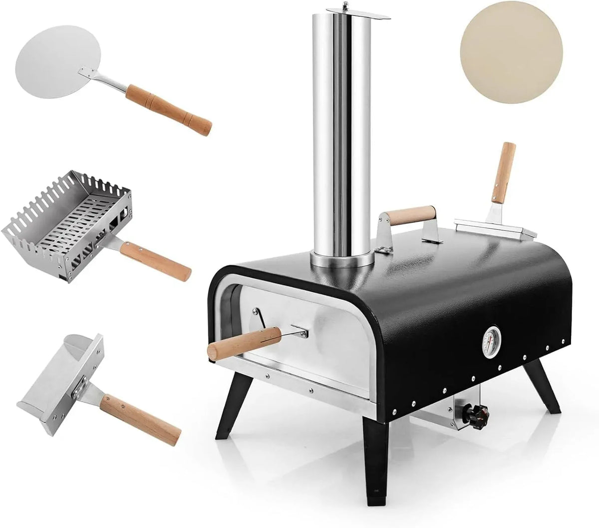 Elektrischer Pizzaofen, KOMFOTTEU, tragbar, Outdoor, Grill, Camping, Edelstahl, Pizza Ofen aus Edelstahl