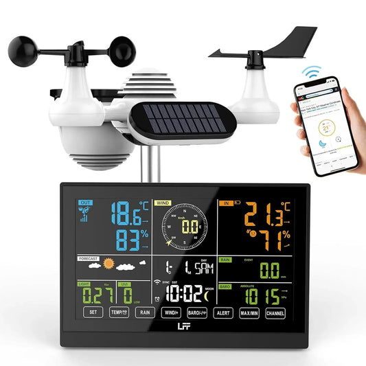 7in1 Wetterstation, Außensensor, Regenmesser, Funkwetterstation, WLAN, LFF WLAN, 7,5 Zoll