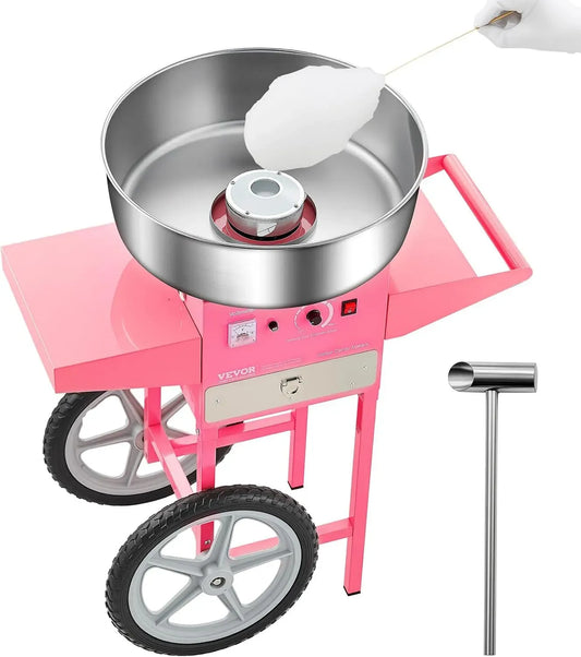 VEVOR Zuckerwattemaschine, Wagen, Zuckerwatteautomat, 52 cm, 1000 W, gewerblich, Edelstahl, für Kindergeburtstage Familienfeiern Rosa
