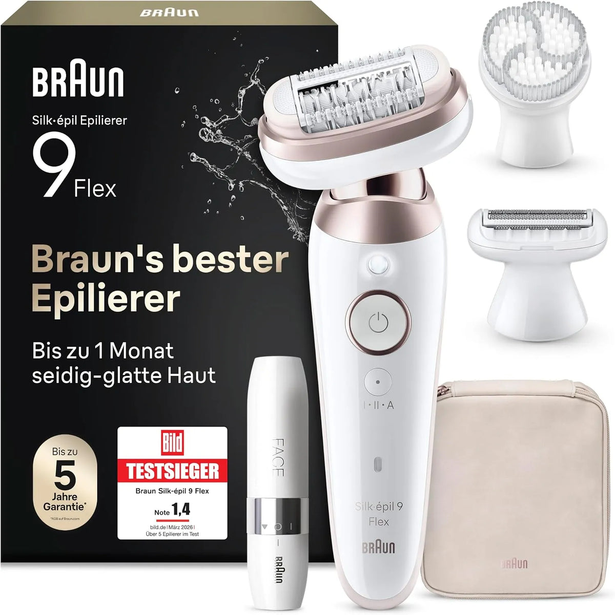 Braun Haarentferner, Mini-Rasierer, Epilierer, IPL-Haarentfernungsgerät, 3D-Optik, Weiß, für langanhaltende Haarentfernung