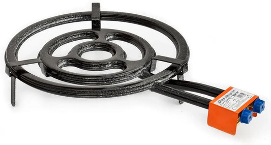 Campingkocher, 50 cm, 25,35 kW, Hockerkocher, Räucherofen, Paellabrenner 50 cm Ringbrenner 25,35 kw + Gasschlauch/Druckminderer Gaskocher