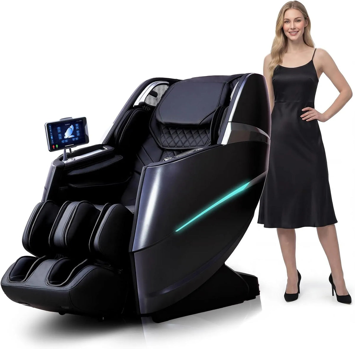 Relax- und Massagesessel, App, Schwarz, 40 Airbags, App-Steuerung