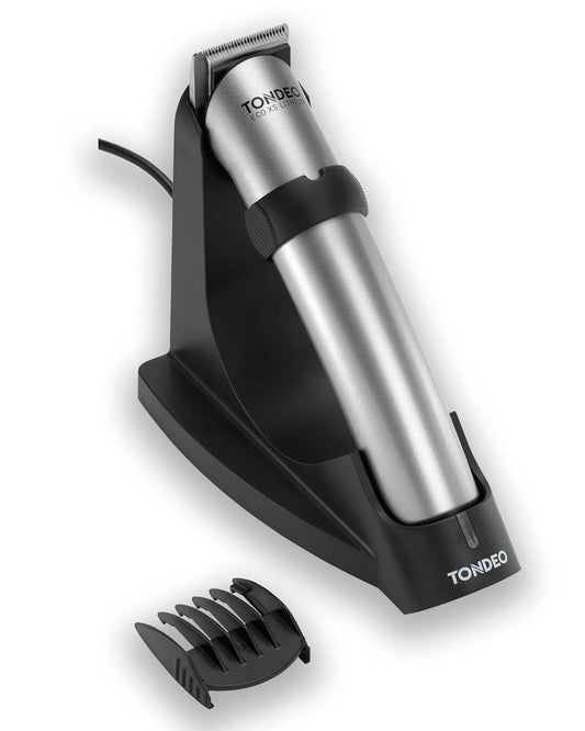 Haarschneidemaschine, Haarschneider, Ladestation, Silber, für 5 verschiedene Schnittlängen, TONDEO
