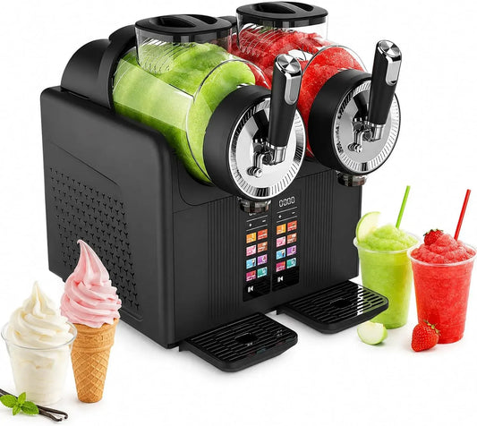 2-in-1-Eismaschine Softeis Maschine, Slush Maschine, Speiseeismaschine, Slush-Eisbereiter, Schwarz, für Zuhause