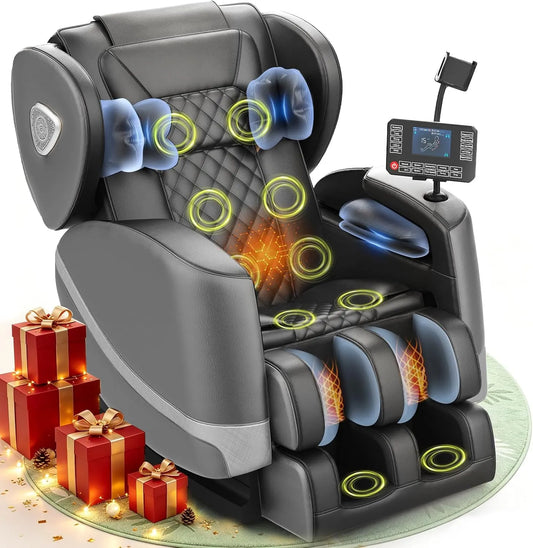 Relax- und Massagesessel 2-in-1, Transportrollen, Touch-Bedienung, Bluetooth, 14 Rollen und 8 Komfort-Airbags, Bluetooth-Player und Touchscreen