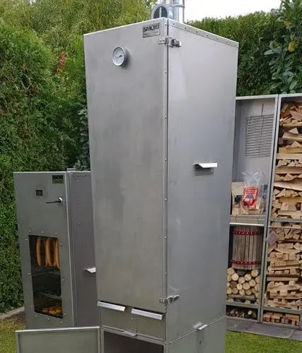 V2A-Edelstahl Räucherofen, 125x39x53cm, Stand- und Wandmontage